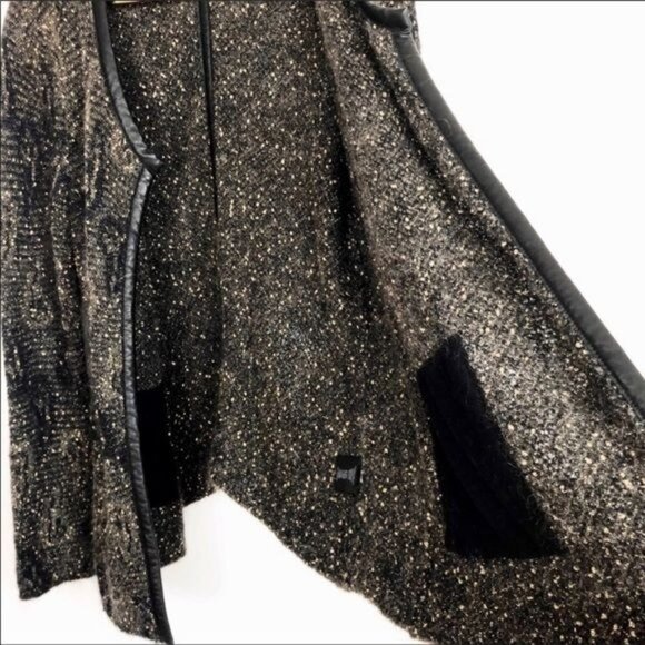 Eileen Fisher Mohair & leather trim black Cardigan Small - Picture 5 of 10